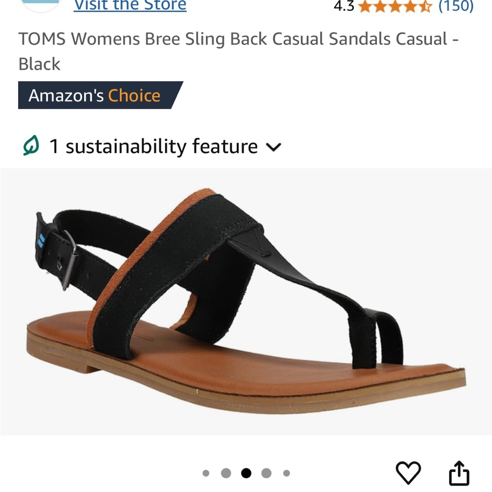 TOMS Women's Black Sling Back Sandals